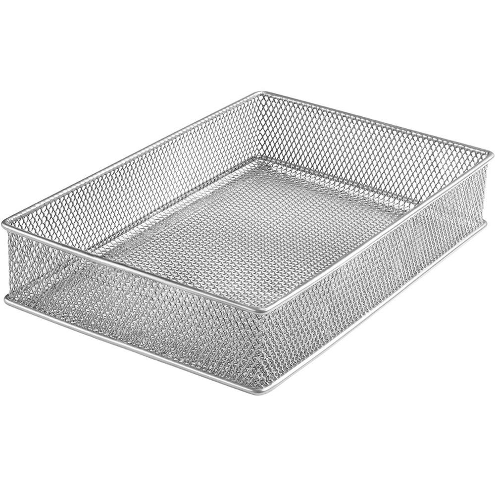 NWOT YBM  Home Silver Mesh Organizer Bin School Supplies Office Desktop 6x9x2